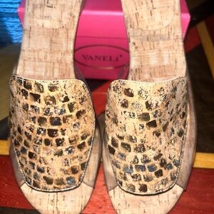 Vaneli Women's Cork and Metallic Sandals